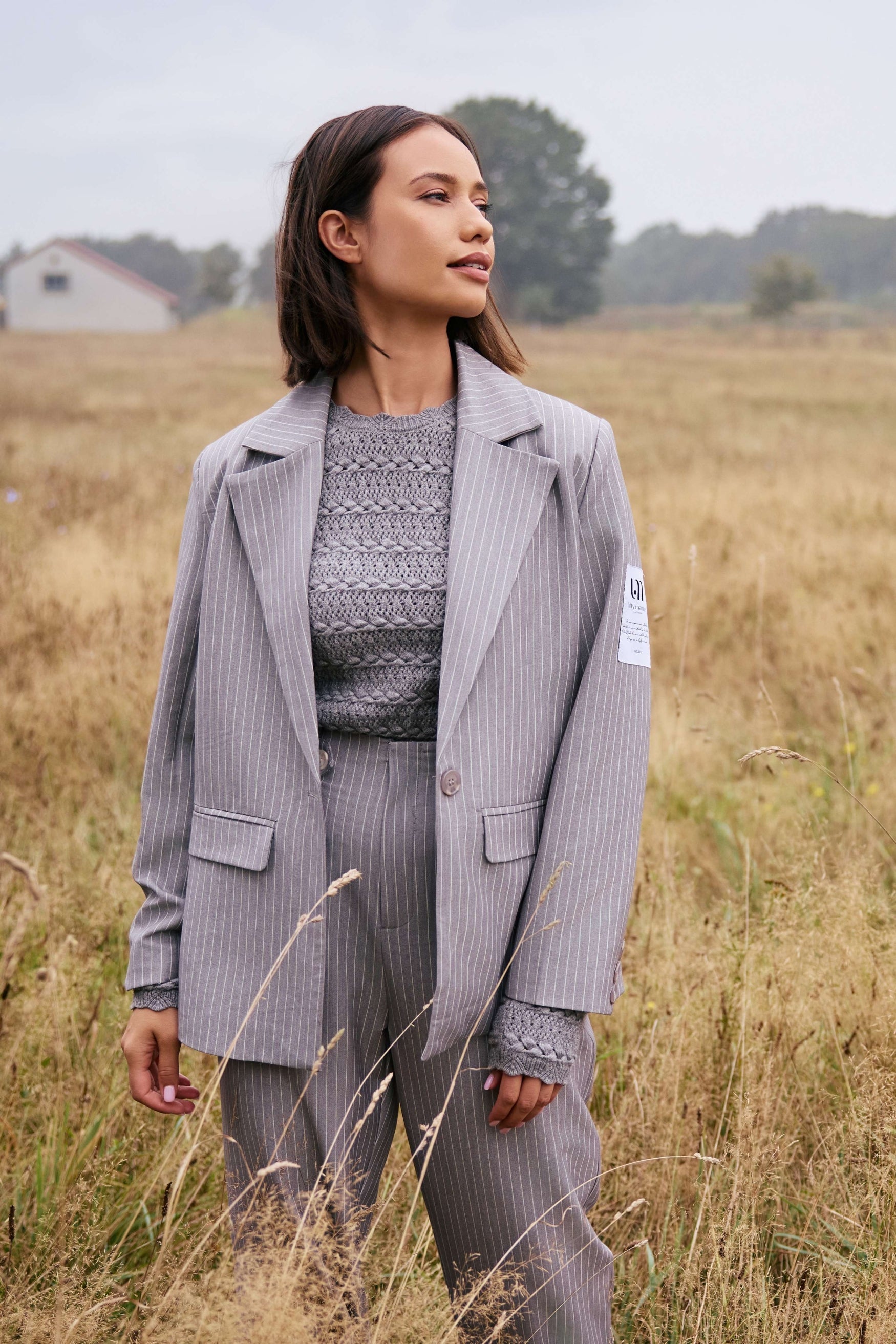 Classy Blazer Liset | Grey white